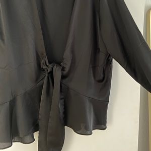 Black Satin Tie Top